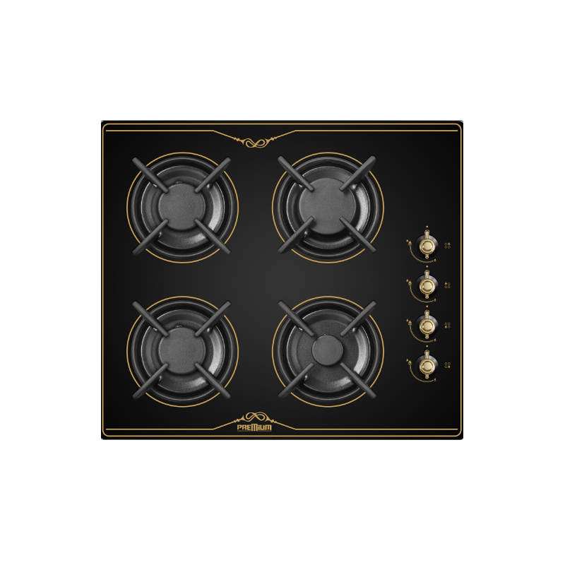 Plaque A Gaz Rustique 4Feux 60Cm APR 641 BS01 Premium Noir